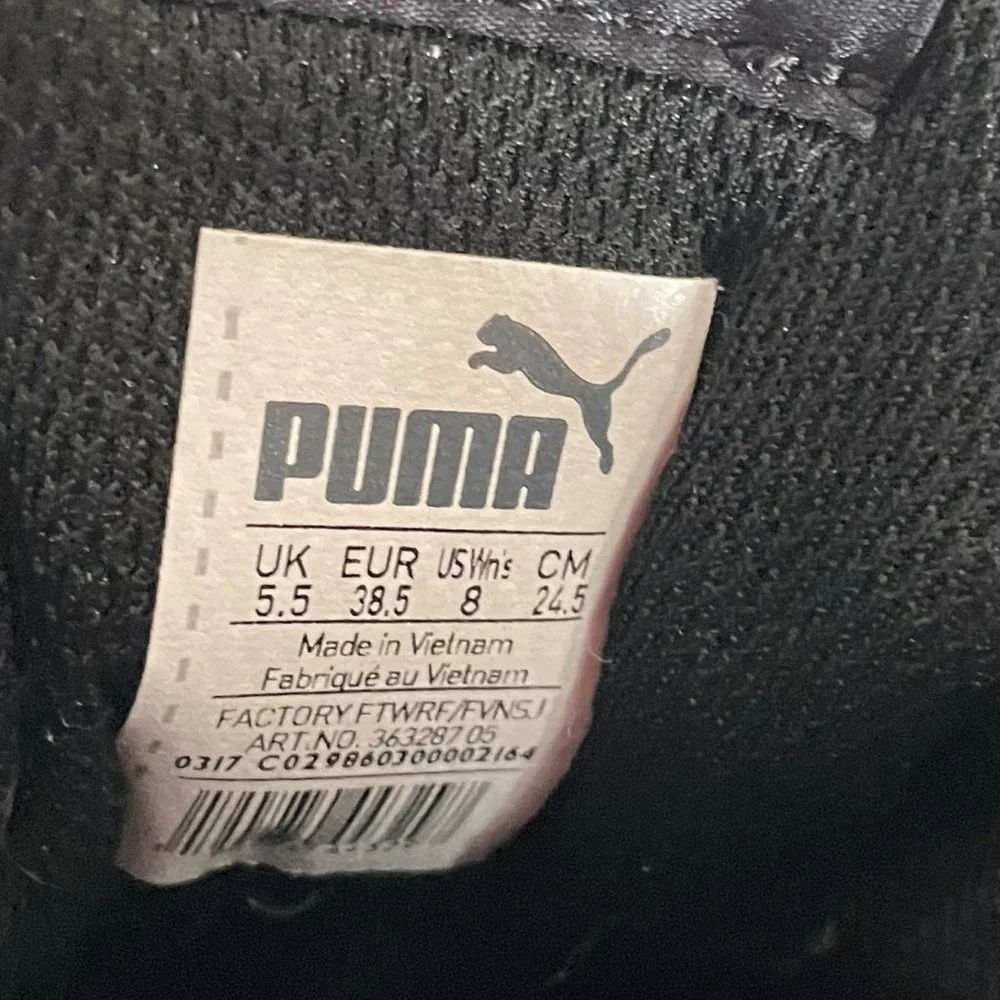 Puma Black Suede Vikky White Platform Low Top Sporty Comfort Leather Sneakers 8 - Picture 8 of 13